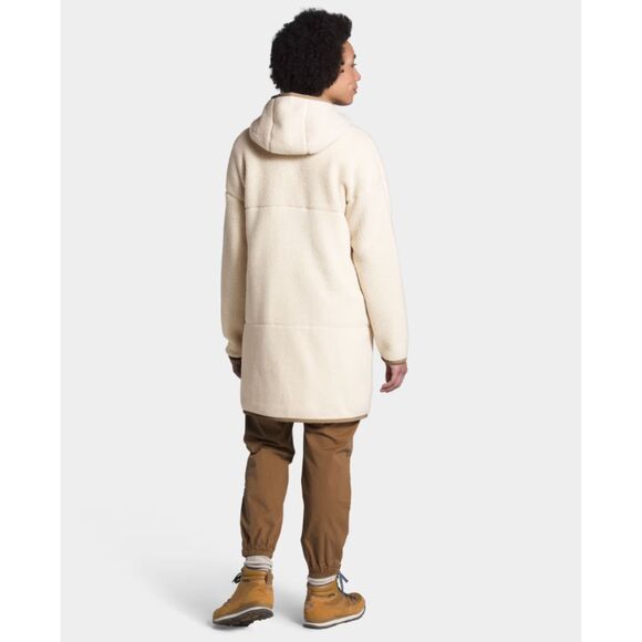 The North Face Cragmont Fleece Coat Womens XL Cream Brown Snap Front Long Winter - Picture 2 of 13